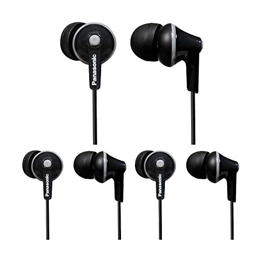Panasonic RP-HJE125-K ErgoFit in-Ear Earbud Headphones (Black) - 3 Pack (3 Items)
