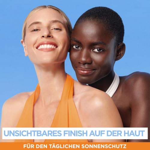 Garnier Ambre Solaire LSF 50+ Super UV Fluid, mit Hyaluronsäure für tägliche Pflege, ultraleicht & mattierend für das Gesicht, unsichtbar, Schutz vor Sonnenbrand & Pigmentflecken, 40ml