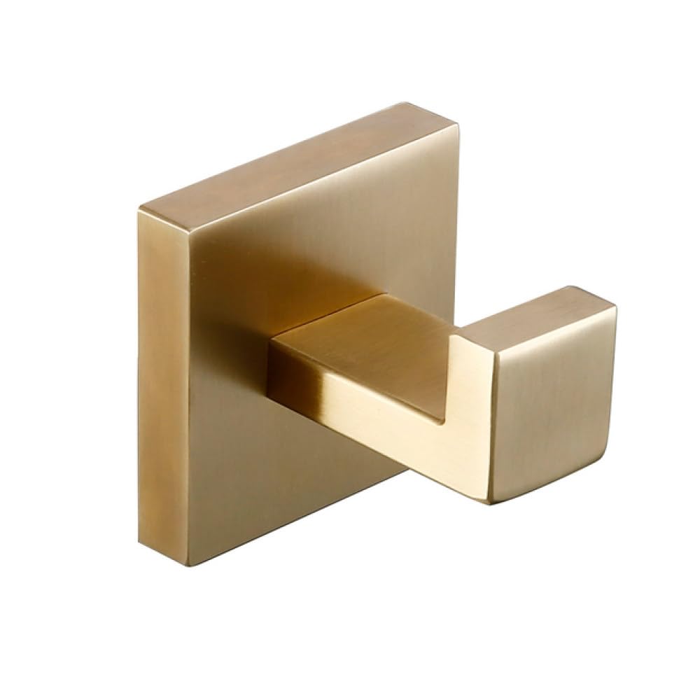 Juego de Accesorios de baño de Oro Cepillado Soporte de Rollo de Papel higiénico de Montaje en Pared Toallero Colgador de Bata Kit de Accesorios de Acero Inoxidable, Gancho de Bata BG