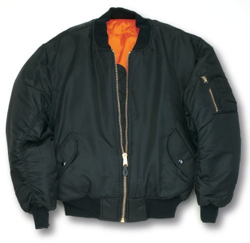 MA1 BOMBER JACKET WITH HEAVY BRASS ZIP (M, BLACK)
