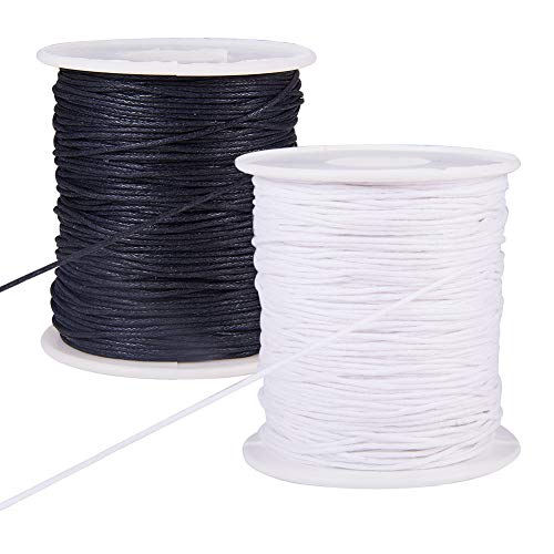 Ph Pandahall 200 Yards 1Mm Waxed Cotton Thread Cords Jewelry Thread Beading String Spool For Braiding Necklace Bracelet Jewelry Making Macrame Supplies Ornaments Hanging (Black & White) #TOP9