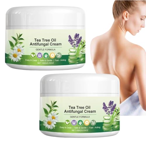 Aceite de árbol de té Crema antifúngica, crema hidratante para pies y manos, alivia el picor de la piel, calmante e hidratante, crema de cuidado natural para hombres y mujeres (2 unidades)