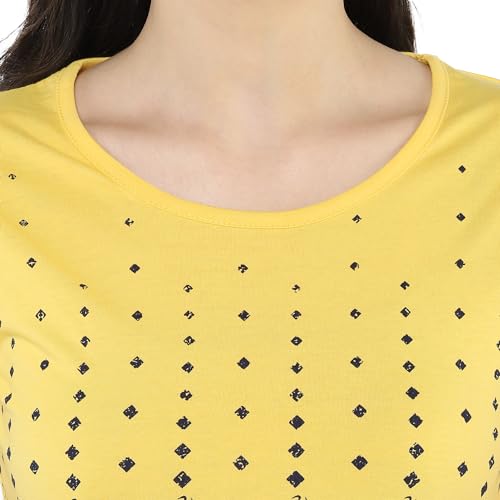 Image of Modeve Women Printed Cotton Blend Half Sleeve Round Neck T-Shirt for Summer