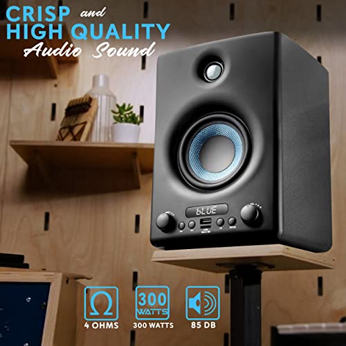 Pyle Hifi Active Bookshelf Speaker With Bluetooth - Audio Stereo Monitor Speaker System, 300W, Professional Quality Sound For Pc, Tv, Desktops, W/Usb, Micro Sd, Rca Input, Black - Pbksp33Bk #TOP2