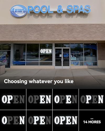 Image of Open Sign for Business, 30 inchx10 inch Jumbo Open Sign with Timer and Remote Control, Dynamic Light Modes Led Signs for Storefront Window Bar Salon Cafes Retail Shops White
