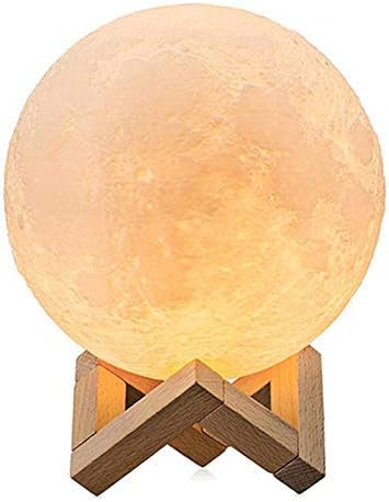 Dealbay Full Moon Lamp 3D LED Night Modern Floor Lamp Dimmable Touch Control Brigntness USB Charging White/Warm Light Luna Moon lamp with Stand 20cm