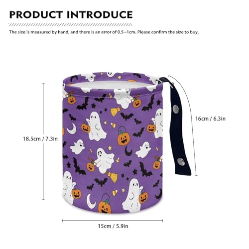 Image of Purple Ghost Bat Trash Can for Car Garbage Can for Back Seat Leak Proof with Adjustable Buttons Auto Accessories for Women Interior