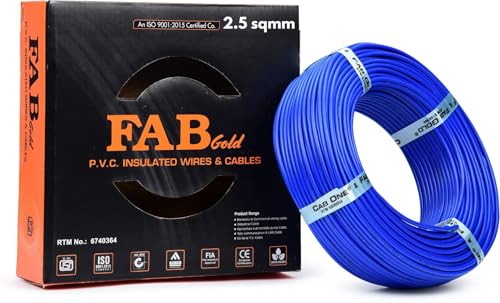 Image of 2.5 sqmm Single Core Copper Electrical Wire, 90 Meter (Blue) | Heat Resistant & Flame Retardant (FR) | Lead-Free LSH House Wire for Home & Industrial Use