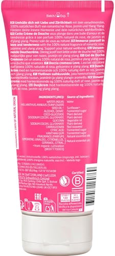 WELEDA Bio Love Duschgel vegan - Naturkosmetik Aroma Shower Duschseife für Frauen & Männer mit Rose, Jasmin & Ylang Duft, Natürliche Hautpflege Dusche zur Reinigung von Gesicht & Körper (1x 200ml)
