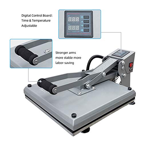 Uohost Heat Press Machine 15X15 Inch Sublimation Heat Press Digital Industrial Quality Printing Transfer Heat Press Machine For T-Shirt，Silver #TOP1