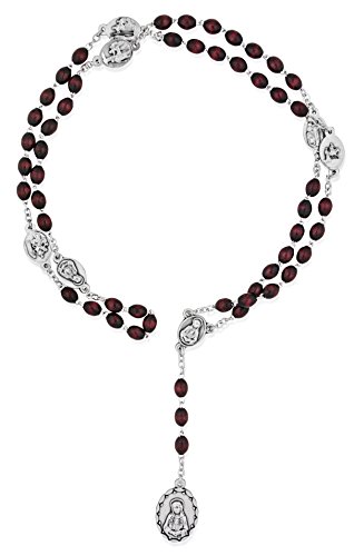 Seven Sorrows Rosary Chaplet | Traditional Catholic Devotion | Hand Made in Italy | Comes With Explanatory Brochure With All Prayers | Makes a Great Gift! (Oval Wood Beads - Mahogany)