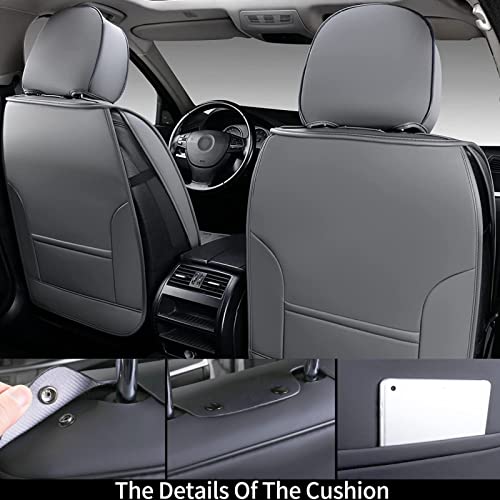 Image of Coverado Front Seat Covers, Waterproof Nappa Leather Car Seat Cover, Sideless Car Seat Covers Front Seats, Driver Seat Cover, Car Seat Protector Universal Fit for Most Sedans SUV Truck, Grey