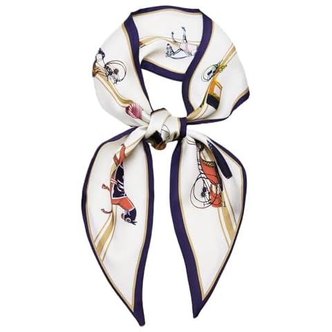 QIUTIMIY Silk Like Scarf for Women Neck Scarf Belt, Satin Scarf for Hair Tie Fashion Purse Scarf for Handbags Accessories Charm(Horse White) Cover