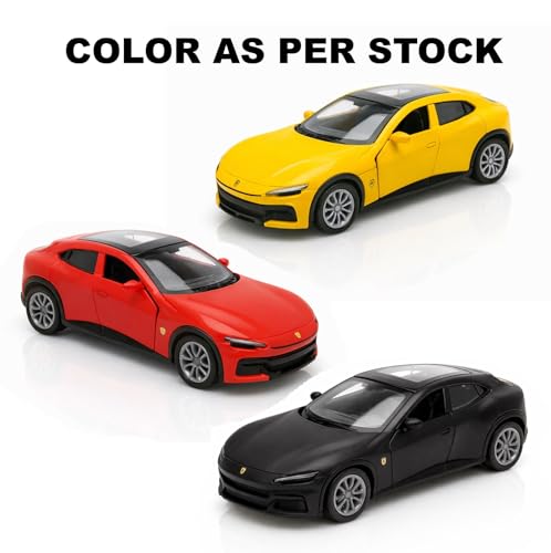 Image of 1:36 Scale Ferrari Sport Toy Car - DieCast Alloy Pull Back Toy Vehicle with Openable Doors, Realistic Detailing Sports Car Model for Kids, Boys & Collectors (Color as per Stock)