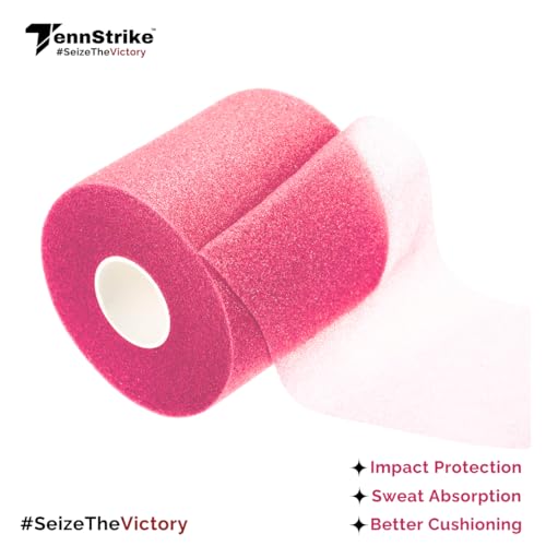 Image of 27 Metre x 70 mm Cushion Wrap for Badminton, Tennis & Pickleball Rackets | Shock & Vibration Control | Moisture Absorbing Cushion | Pro Player Use | Yellow Color (Red-Pink)