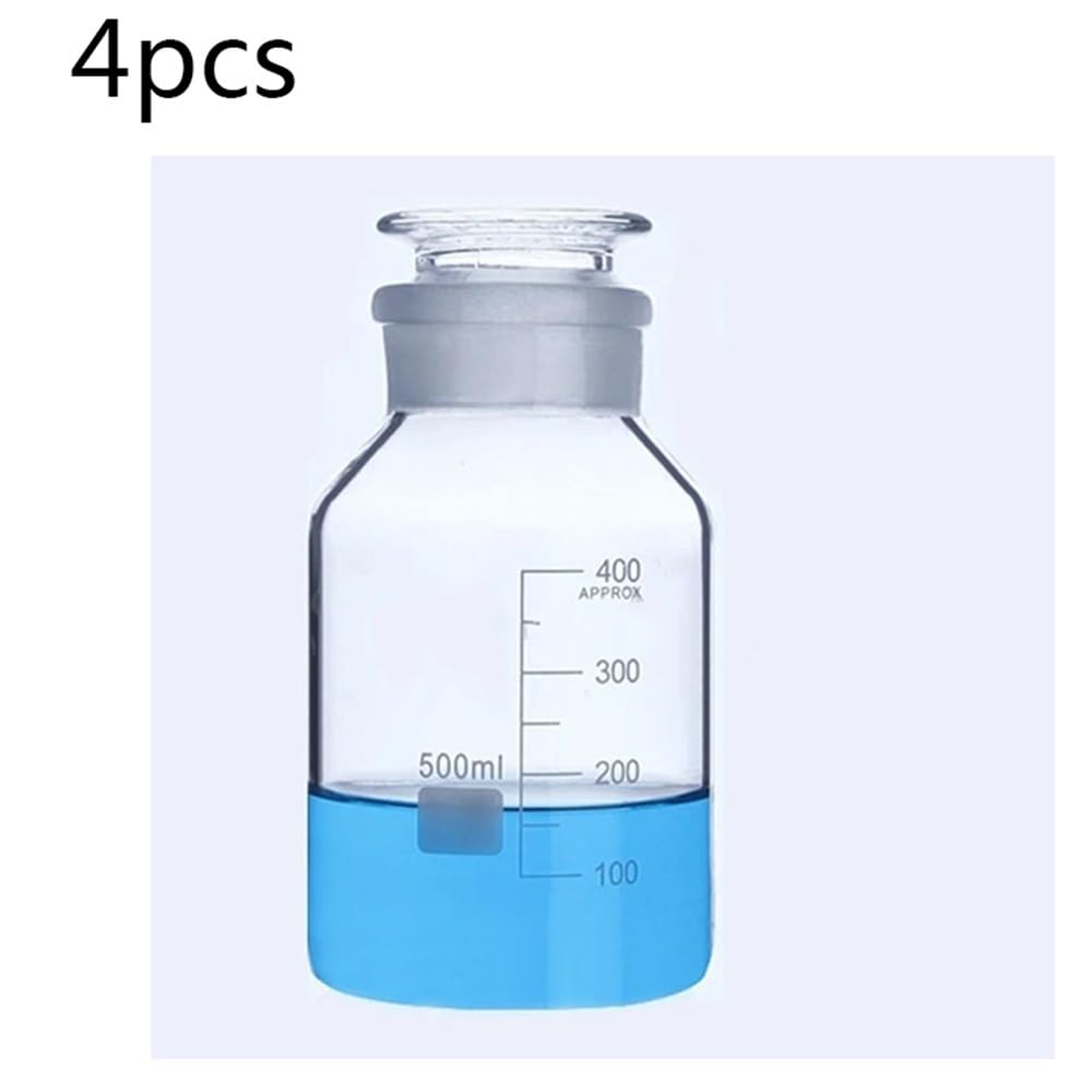Cristalería de Laboratorio Frasco de reactivo ancho de vidrio común marrón/transparente con tapón esmerilado for muestras de laboratorio(125mL 4pcs)