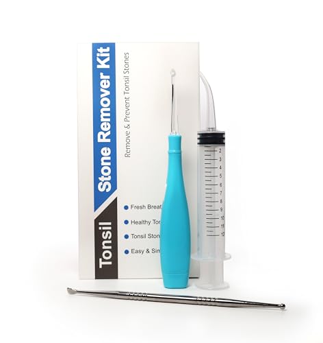 Tonsil Stone Remover Kit Oral Hygiene - Led Tonsil Stone Pick Tool Stainless Steel Pick and Curved Syringe to Halitosis Treatment