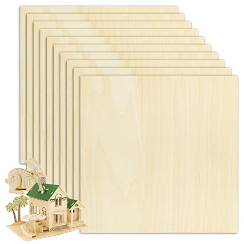 Leikurvo Lot de 10 plaques de contreplaqué en bois de tilleul, 200 x 200 x 2 mm pour le bricolage, idéales pour les projets laser, le modèle de bricolage, l'art et l'artisanat, la peinture Cover