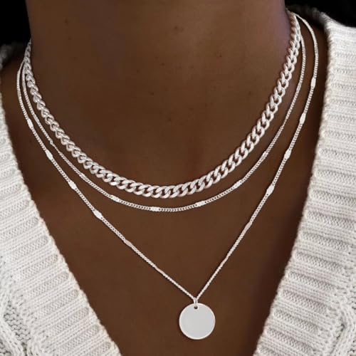 Tasiso Silver Necklaces for Women - Stackable Stack Sterling Silver Choker Necklaces for Women Trendy Layered Necklace Set Jewelry for Women3