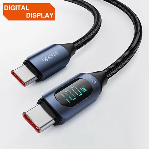 Image of iFAST Digital Display Type-C to Type-C Cable Cable | 100W Fast Charging, 480Mbps Data Transfer Speed | Compatible With MacBook, iPad, Galaxy, Pixel, Switch (1 Mtr, Brown)