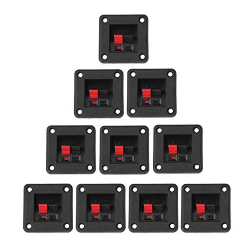 Black Red 2 Position 2 Terminals Spring Clip Square Speaker Board Metal + 43mm Board Length