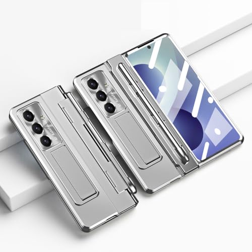 Coque Samsung Z Fold 8 argentée avec protège-écran et porte-stylo