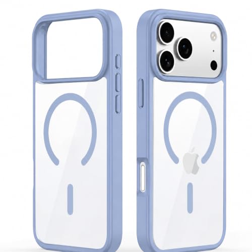 Image of DIZORO Compatible iPhone 17 Pro Max Case,(Compatible with MagSafe) Non Yellow Military-Grade Drop Protection & Hard PC Back Cover Slim Transparent Anti-Scratch Shockproof Phone Case - Official Blue
