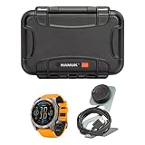 Garmin Fenix 8 Sapphire - Smartwatch GPS da 51 mm con display AMOLED da 1,4" (arancione e grafite) con custodia rigida impermeabile (nero) e supporto per caricabatterie portatile per fotocamera Focus