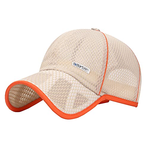 Happy Cherry- Kinder Jungen Mädchen Baseball Cap Aushöhlen Mesh Mütze Sommer Casual Sonnenschutz für Grundschüler Reisesport Tennis Atmungsaktives Kind Sonnenhut Einstellbare Snapback Light Beige Cover