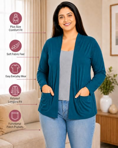 Image of In Love Women's Solid Open Front Shrug with Pockets