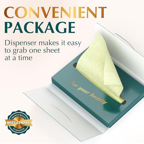 Folhas borradoras de óleo de chá verde natural para rosto - Folhas 25% maiores (12 x 7,6 cm) - 100 p