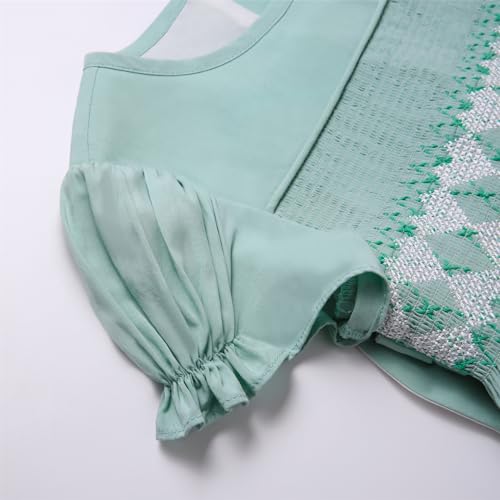 Girls Elegant Green Summer Casual Smocked Clothing Toddler Kids Holiday Dresses Size 2 3 4 5 6 8 10 123