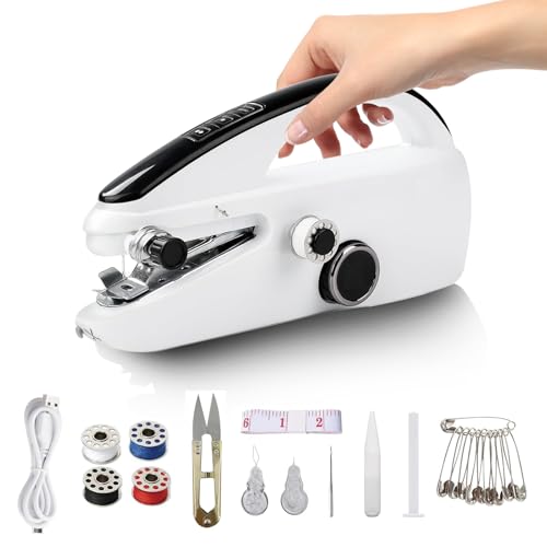 Reviews de Maquina de Coser Portatil Walmart - solo los mejores. 43 Máquina de coser portátil de mano con doble velocidad y guía LED inteligente, mini kit de costura eléctrico ultra silencioso para reparaciones de bricolaje, jeans, tela, viajes...