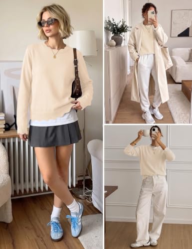 LOMON Sweaters for Women Fall Scalloped Long Sleeve Pullover - image 6