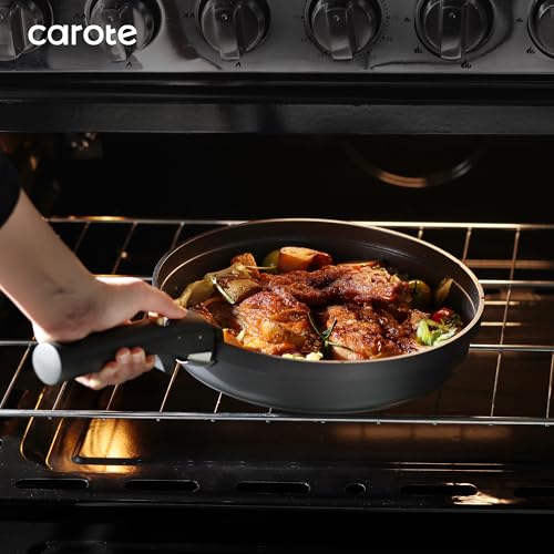 CAROTE 20pcs Pots and Pans Set Non Stick, Nonstick Cookware Set, Dishwasher/Oven/Fridge Safe Pots and Pans, Removable Handle RV Oven Safe Cookware, Induction Kitchen Set, Black by CAROTE - Image 4