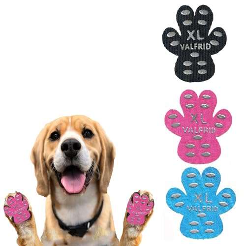 VALFRID Dog Paw Protector Pads,15 Sets-60 Pads Anti-Slip Grips for Hardwood Floors,Best for Hot Pavement,Strong Self-Adhesive Traction Stickers for Senior Dog Essentials Multicolor XL