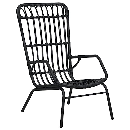 vidaXL Garden Chair Outdoor Furniture Seat Porch Patio Terrace Balcony Backyard Dining Dinner Seating Weather-Resistant Poly Rattan Black