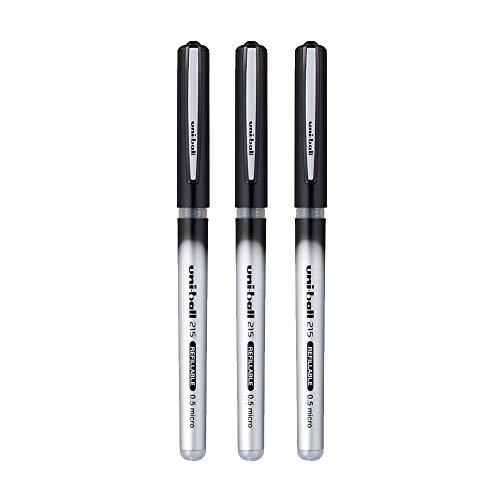 Image of uni-ball Refillable Liquid Ink 0.5 mm Micro Roller Pen, Black Ink, Pack of 3 & uni-ball Refillable Liquid Ink 0.7 mm Micro Roller Pen, Black Ink, Pack of 3
