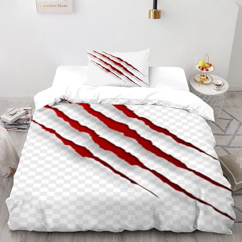 Housse de couette 135x200cm single red sharp avec fermeture éclair et taie
