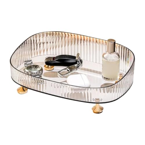 Vanity - Bandeja organizadora de perfume PET de alta calidad, elegante bandeja de tocador para maquillaje y fragancias, joyería de baño