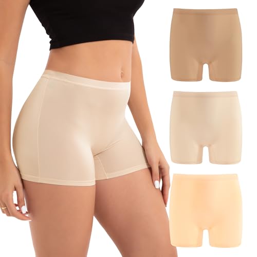 INNERSY Womens Boyshorts Underwear Silky Boxer Briefs Ladies Boy Shorts Panties 3-Pack