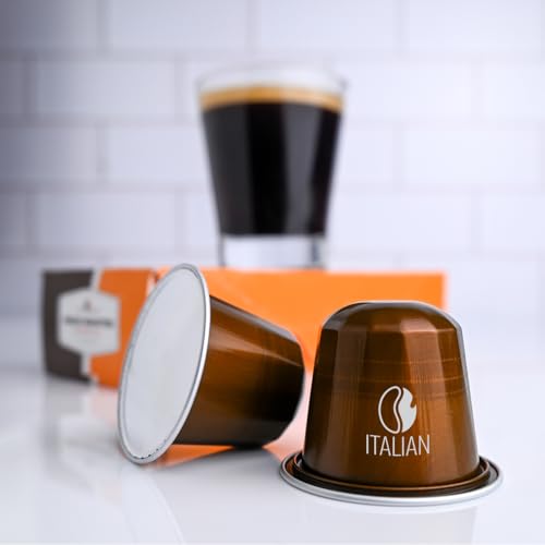 Image of Fresh Roasted Coffee, Italian Roast Espresso Capsules for Nespresso OriginalLine, Dark, Kosher, 60 Recyclable Aluminum Capsules