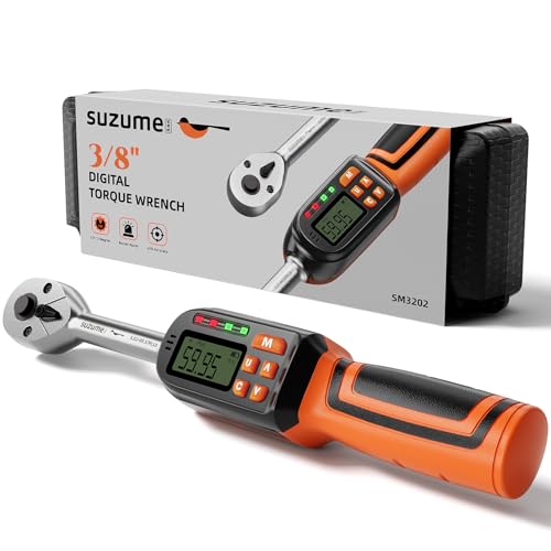 SUZUME Digital Torque Wrench 3/8 Drive (4.9-99.6 Ft. Lb/ 6.6-135 N.m)±2% High Accuracy Digital Torque Wrench with Buzzer and LED Flash Notification Four Units of Measure Torque Wrenches Digital