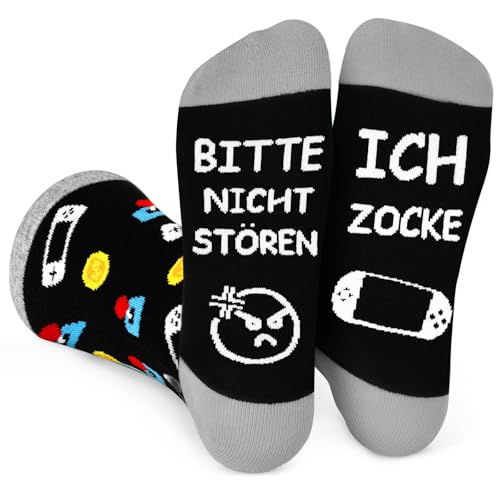 Trustnice Lustige Socken Herren Gamer Geschenk Junge,Gaming Zocken Geburtstagsgeschenk Für Männer,Jungs, Zocker, Fahrrad zu Weihnachten Geburtstag Vatertag (Gaming-Grau)