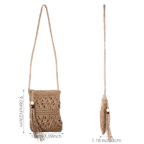 Straw Shoulder Crossbody Bag For Women Small Beach Straw Purse Summer Vacation Bottle Holder Beach Gifts Clutch Boho Envelope Wallet Handbags Handmade Purse Handwoven Handbags2