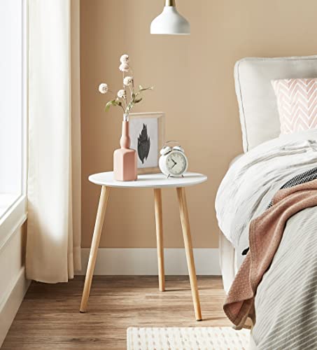 VASAGLE 2er Set Beistelltisch rund, Couchtisch mit Beinen aus Kiefernholz – Ansicht 5