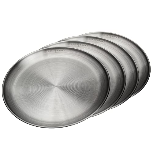 Black Snake Camping-Teller Edelstahl, Ø 23 cm, 4er Set, Silber