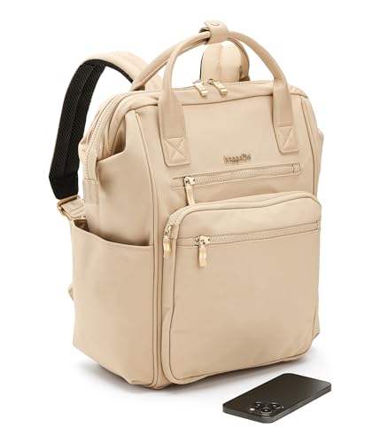 Image of Baggallini, Womens, Chelsea Laptop Backpack, Desert Sand Twill, One Size