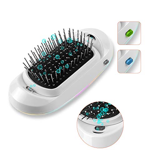 [2019 Upgrade] Negative Ionic Hair Brush, Double Negative Ions Release, Vibration Massage Scalp, Anti-Static, Tame Frizz and Flyaways(Silvery)