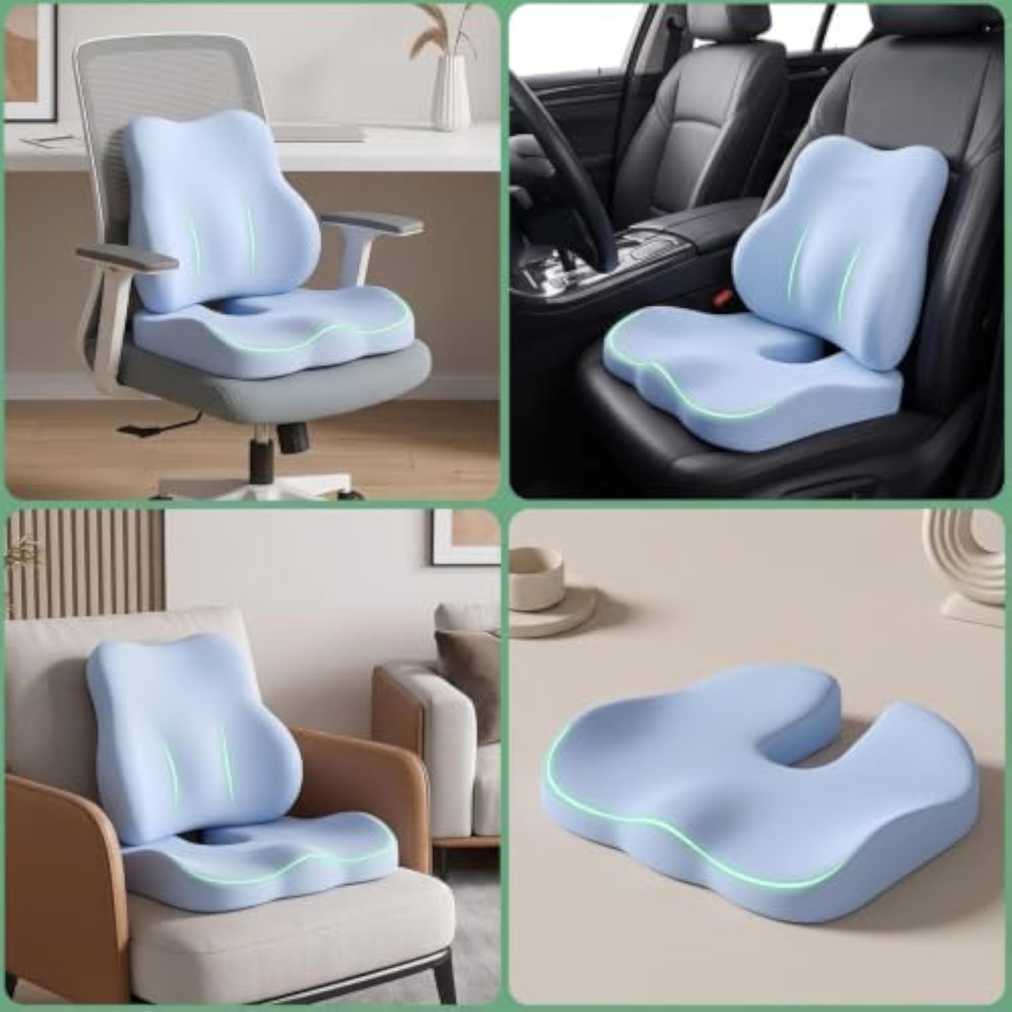 Ergonomic Seat Cushion with Support Pillow for Comfort